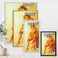 DesignArt 'Топла обоена фламенко жена танчерка' модерна врамена платно wallидна уметност печатење