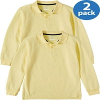 Чудо на нација момчиња Училишна униформа долга ракав двојно пик поло маица, пакет со вредност, големини 4- & хаски