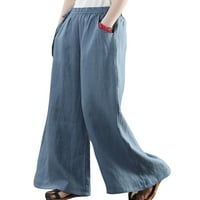 Хаит широко нозе јога панталони за жени лабави удобни одблесоци џемпери со џебови со памучни ленти со високи половини со големина