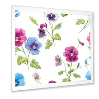 DesignArt 'Blue and Pink Pansy Flowers II' Традиционална врамена уметничка печатење