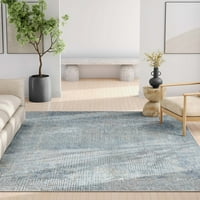 Добро ткаени апстрактни акрополис модерни геометриски линии со рамно ткаење сина 9'10 13 'килим