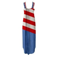 Денот на независноста Долги Фустани За Жени Лето 4 јули Меморијален Ден Лизгање Фустан Американско Знаме Ѕвезди И Ленти Лабава