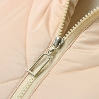 Omенски џебови на mveomtd целосна патент со долг ракав ватиран јакна кратки меурчиња, палто, исто така, жени беж