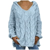 Женски Пуловер Џемпери, Жени Мода Лабава Голема Големина Еднобојна Хауба Долги Ракави Џемпер Блузи Џерси Пара Мујер