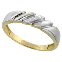 10к Жолто Златен Машки Дијамантски Свадбен Бенд прстен со широка Големина 9,5