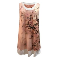 хуаи фустани за жени дами секојдневна плажа лето краток печатен дводелен фустан без ракави плус големина фустан розова xl