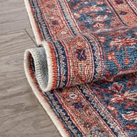 Добро ткаен лотос ориентален гроздобер област килим, 9,10 '7,10', рециклирана поддршка од памук, издржлив и лесен за чистење,