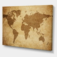 Антички светски мапа против сликарство платно уметнички принт