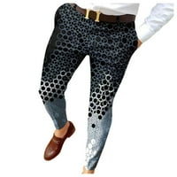 Мажи Обични Модни Печатени Панталони со Среден струк Со Патент Со Џебови Панталони