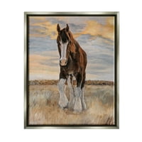 Слупел Колт коњи животински животни и инсекти Сликање сив пловиј врамен уметнички печатен wallид уметност