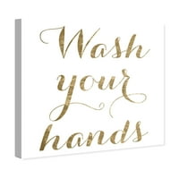 Винвуд студио типографија и цитати wallидни уметнички платно печати „Измијте ги рацете злато металик“ цитати и изреки - злато,