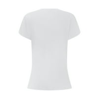 Краток Ракав Цврсти Блузи Рекреативни Блузи Екипажот Вратот Мода За Жени Бела Л
