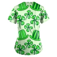 Женски Врвови В-Вратот Работна Облека Блуза Цветни Жени Краток Ракав Мета Лето Блузи Зелена 5XL