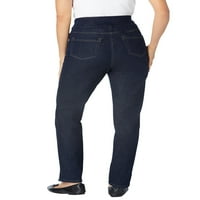 Womanената во рамките на женската плус големина Petite Fle Fit Pull On Slim Denim Jean Jean